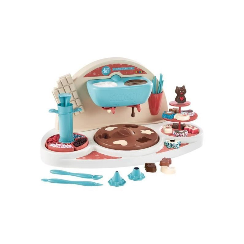 Smoby Chef Chocolat Factory - Atelier chocolat + Livre de recettes - Atelier de cuisine - Nombreux moules et accessoires - Dés