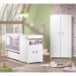 Lit bébé combiné évolutif - BABY PRICE - Basic - Blanc - Bouton coeur rose -60 x 120 cm