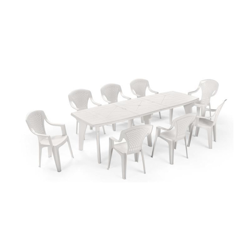 Table a rallonge - ARETA - LIPARI 2 - 180 x 250 x 90 cm - Blanc