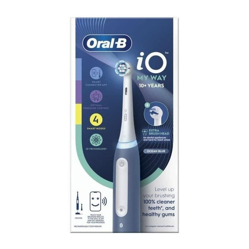 Brosse a dents électrique - ORAL-B - iO4 My Way - Bleu - 3D oscillo-rotations/pulsations - A batterie