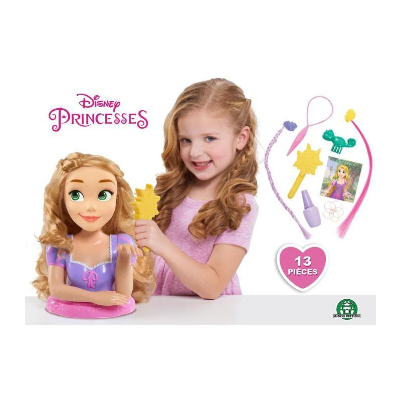 Tete a Coiffer Deluxe Raiponce Disney Princesses - Accessoires Inclus - Pour Enfant de 3 Ans et Plus - Violet