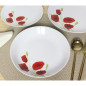 Service de Table 18 pieces en porcelaine Coquelicot rouge et blanc