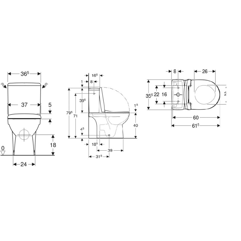 Pack WC au sol compact complet RENOVA sortie multidirectionnelle GEBERIT 501.859.00.1