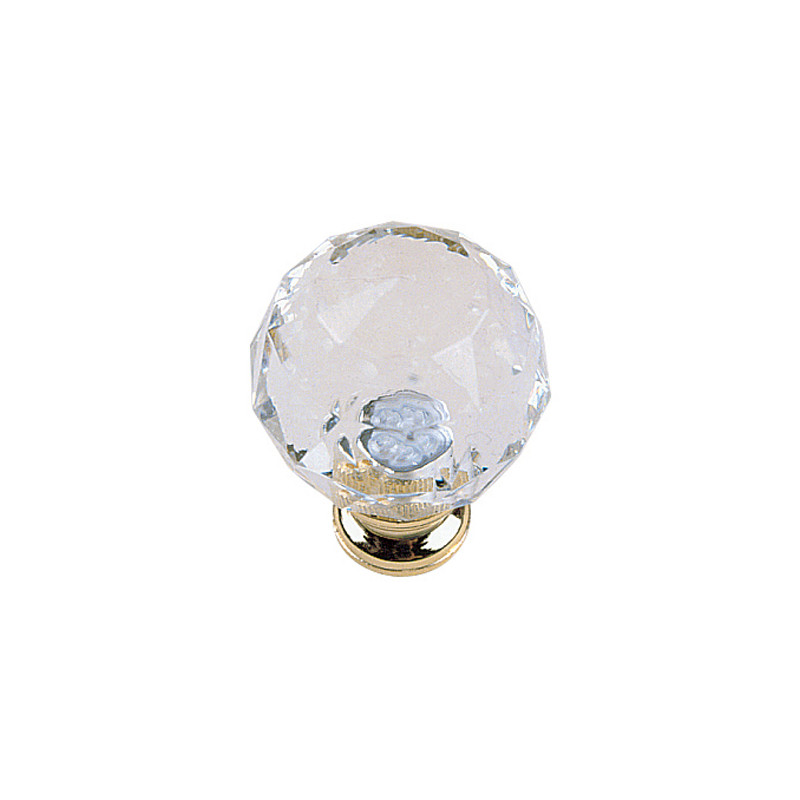 Bouton à facettes de diamètre 28mm acrilyque transparent laitonné CADAP 00610 S