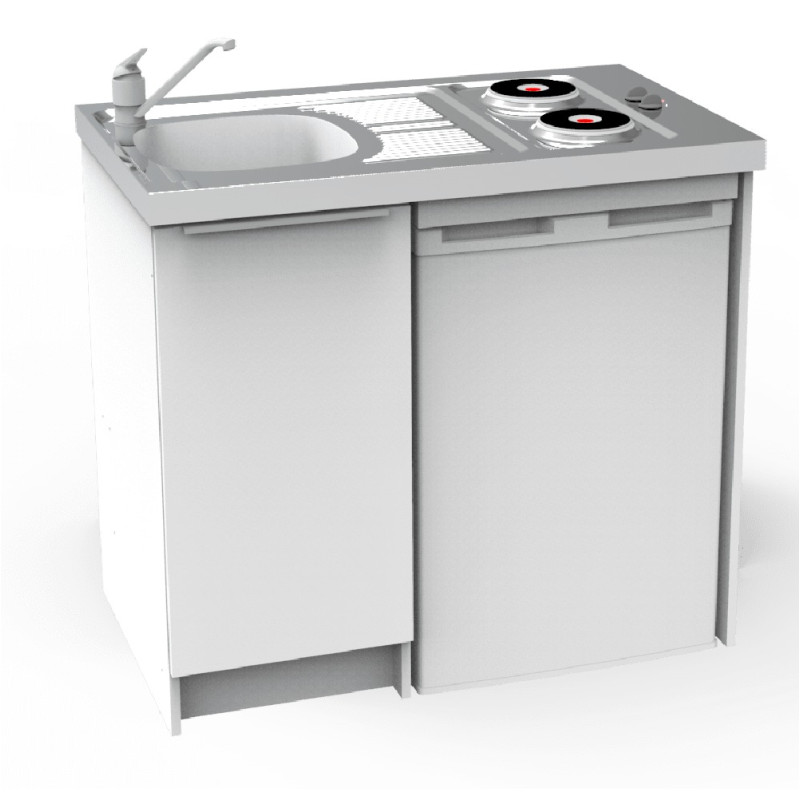 Meuble bas kitchenette CLASSIK 100cm 1 porte avec niche pour réfrigérateur MODERNA ABCE100D05