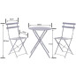 Set bistrot - Ensemble repas de jardin - Table pliante Diam.60 cm + 2 chaises - Acier thermolaqué - Gris