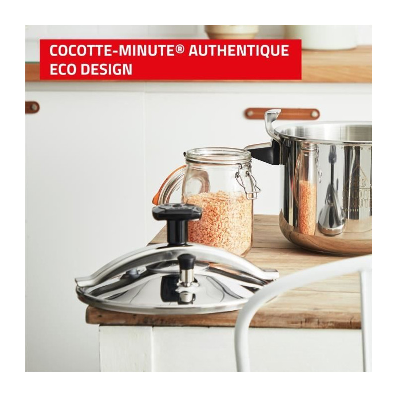 SEB Cocotte-minute inox 9 L, Induction, Éco-conçue, Systeme sécurité 5 points, Fabriqué en France, Authentique Eco-Design P