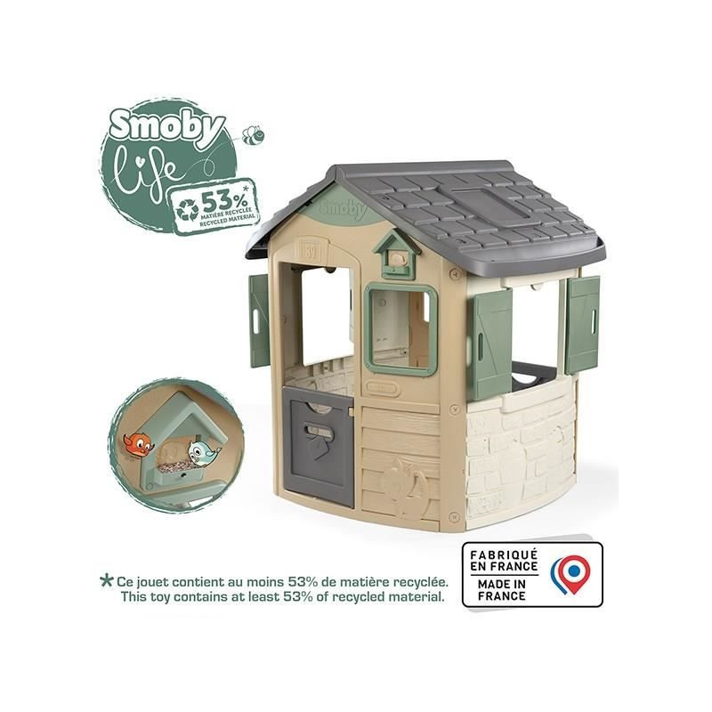 Smoby Life - Maison Jura Lodge - Cabane enfant personnalisable avec accessoires Smoby - Plastique recyclé - Fabriquée en Franc