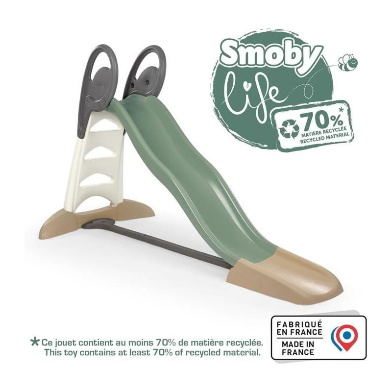 Smoby Life - Toboggan XL - Glisse double vague 2m30 - 70% matériaux recyclés - Fabriqué en France