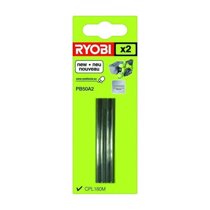 RYOBI 2 fers jetables (carbure) 50 mm pour rabot ONE+