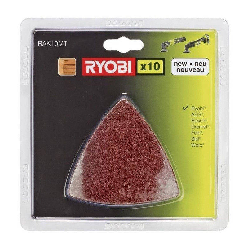 Kit 10 triangles abrasifs pour Multitool 60/80/120 - RYOBI