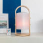 Lampe enceinte bluetooth sans fil - LUMISKY - WOODY PLAY - H37 cm - Poignée bois - LED blanc et multicolore dimmable